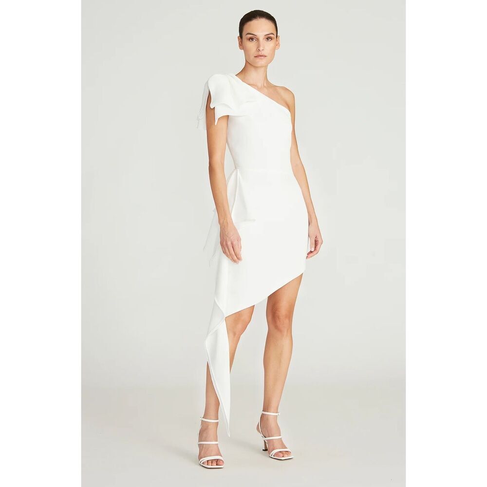 NWT Theia Margret White Crepe‎ Cocktail Dress size 12 New